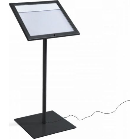 Espositore a Leggio con Piantana 50,5x47,7x2,3 cm in Alluminio con Led Porta Menù Nera (1/5)
