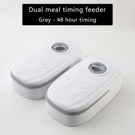 Distributeur Automatique De Nourriture - 2 Compartiments 350 Ml - Minuterie 0-48 Heures - Pour Chats Et Chiens Moyens - Alimentation Sèche Ou Semi-Humide - 1 Pièce (1/5)