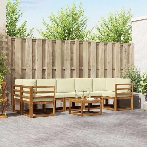 Outdoor-Sofagarnitur mit Kissen 8 pcs Natur und Creme (1/5)