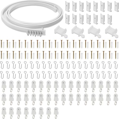 Randaco Kit di binari per tende da soffitto pieghevoli 5M, per la casa, la camera da letto, la finestra, il bagno e l'ufficio, binario per tende flessibile con 40 ganci
