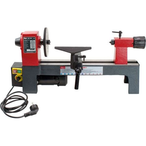 Dema – Tour à bois 250W – Vitesse réglable 750-3200 tr/min – Distance entre pointes 330 mm – Pour bois dur et teck