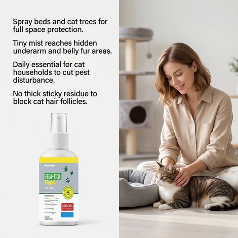 Spray anti-puces et tiques pour chats, un répulsif anti-insectes spécialement conçu pour les chats, liquide anti-puces et tiques -- Spray anti-puces et tiques pour chats (1/4)