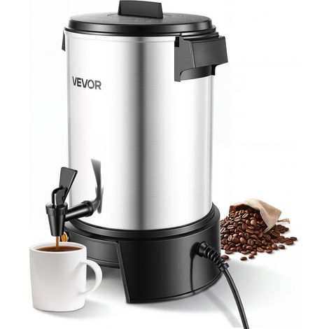 Percolateur à Café 4,5 L 30 Tasses Distributeur de Boissons Chaudes, Pour Thé Chocolat Bureau Restauration Fête, Marmite à Vin Chaud 84-94 ℃, Fontaine à Café Infusion Rapide, Robinet Anti-goutte