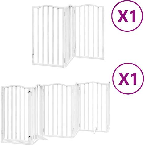 Barrière de sécurité pour chien animaux de compagnie porte pliable 9panneaux bois peuplier blanc