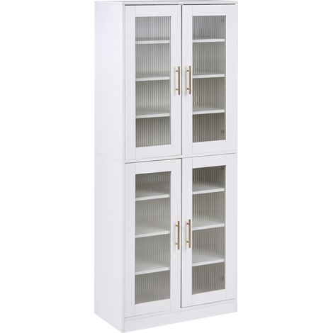 Zapatero alta de vidrio 2 puertas 8 estantes sala de estar entrada blanco Griffith