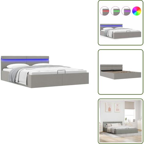 The Living Store Cadre de lit à rangement hydraulique sans matelas 160x200 cm - Lit Plateforme - Lit Avec Rangement - Lit Capitonné - Lit Moderne - Lit Design