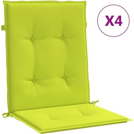 Un ensemble de 4 coussins vert vif pour chaise de jardin à dossier bas (1/5)