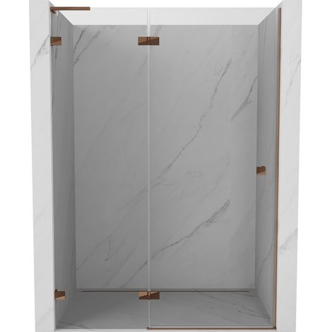 Mexen Lunar L porte de douche pivotante gauche 130 cm, transparent, or rose - 834L-130-000-60-00-L