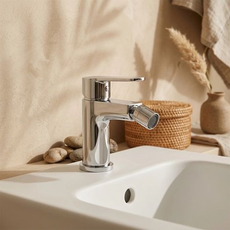 Exagonshop Miscelatore bidet con piletta click clack cromo Eden