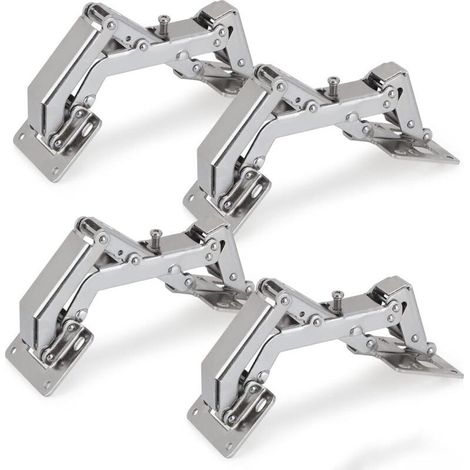 Charnière invisible à grand angle 170° – Acier inoxydable – Lot de 4 charnières avec vis – Pour placards et armoires de cuisine