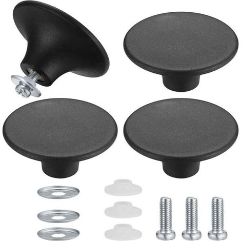 4 Pièces Boutons de Couvercle de Casserole- Noir, Boutons de Couvercle de Pot, Poignée Casserole Universelle de Cuisine en Acier (1/4)