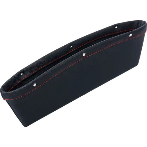Lot de 2 organisateurs d'espace entre les sièges auto, sacs de rangement universels en cuir pour iPhone, Android, lunettes, clés, etc. (Noir) (1/4)