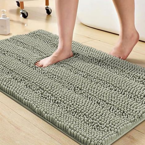 JSSEVN-Turquoize Tapis à poils longs antidérapant et épais en chenille à poils longs, tapis de bain doux, super absorbant, lavable, 50,8 x 81,3 cm, sauge (1/5)