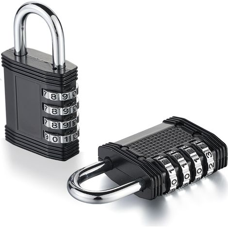 Cadenas à combinaison, cadenas robuste en deux parties réinitialisable avec une molette à quatre chiffres fluide, adapté aux salles de sport, aux écoles, aux outils de garage, aux boîtes, aux portail (1/5)
