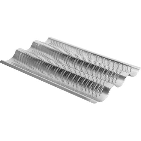 3 rainures pain français moule de cuisson Baguette vagues plateau Pan outil argent (1/5)