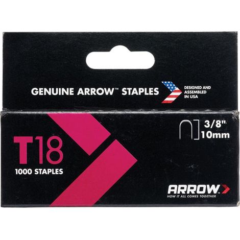 Arrow A186 T18 Staples 10mm (3/8in) (Box 1000) ARRT1838S (1/3)