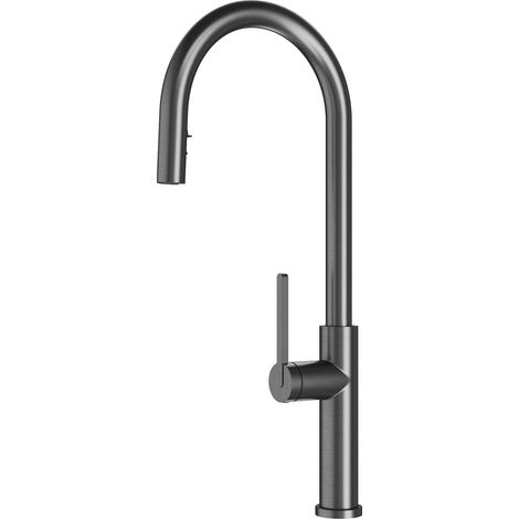 Mitigeur de cuisine avec douchette extractible Granitan Prati Gun Grey (1/5)