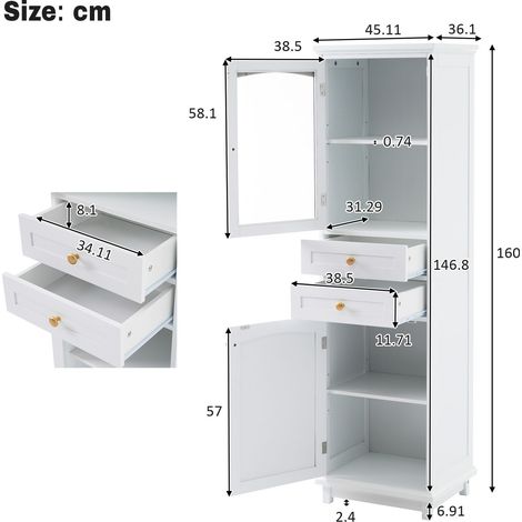 Kleiderschrank aus MDF in Weiß 45 x 36 x 160 cm HOMAIRE (1/5)
