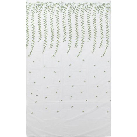 Voile Tulle Moderne Imprimé Feuilles de Saule Vert 1x2.5m pour Fenêtre Salon Chambre