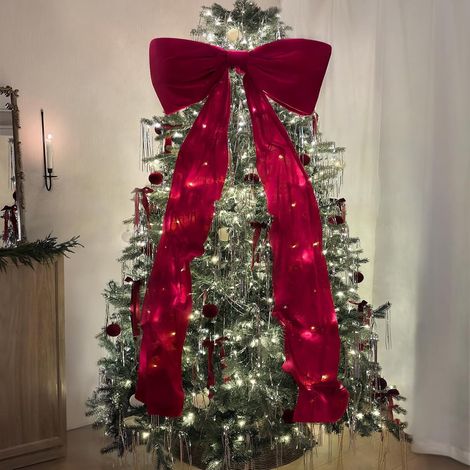 Ribbon Noël - Ruban En Velours Rouge 183 Cm - Pour Arbre De Noël Porte Mur Fenêtre - 1 Pièce (1/5)