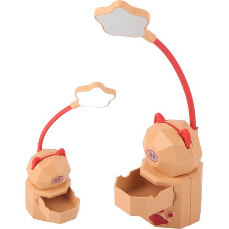 Lampe de table LED en forme de cochon de dessin animé pour enfants, lampe de lecture avec protection des yeux, rechargeable par USB, veilleuse pour chambre à coucher, jaune (1/5)