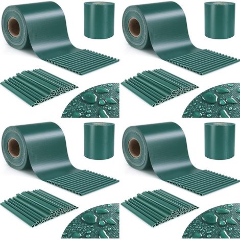 TLSUNNY Bandes Brise-Vue en PVC pour cl么ture - 140 m x 19 cm - avec 120 Clips de Fixation - Opaque - Coupe-Vent - Anti-UV - 450 g/m虏 - Vert (1/5)