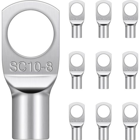 Cosses Tubulaires 10mm² M8 Hanibos Electriques Ronde à Œillet en Cuivre Étamé Cosse Sertir Annulaires 20 Pièces (1/5)
