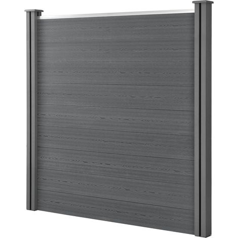 Gartenzaun Segovia WPC 180x180cm mit 2 Pfosten Grau [neu.holz] (1/5)