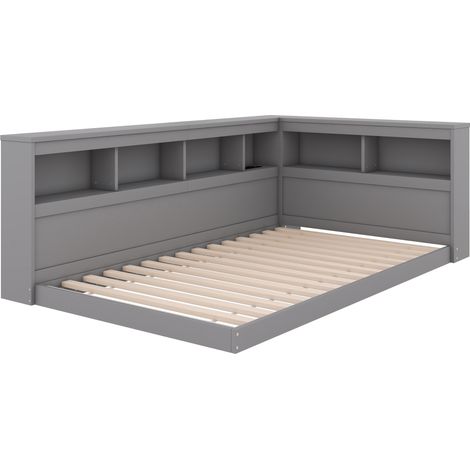 Tagesbett 90 x 200 cm grau mit Steckdose und 2 USB-Anschlüssen, Lattenrost (1/5)