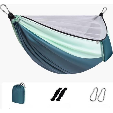 Filiyano-Hamac anti-moustiques à double fermeture éclair 140270cm, moustiquaire respirante pour le camping en extérieur, mousqueton et cordes inclus. (1/3)