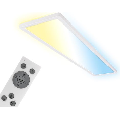 Plafonnier LED 98cm à lumière indirecte, plat, intensité lumineuse variable, CCT, lampe LED, lampe de salon, panneau LED, lampe de cuisine, lampe de chambre, 98x20x3 cm, blanc (1/5)