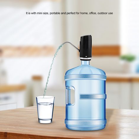 Distributeur d'eau portable avec pompe à bouteille rechargeable USB pour la maison, la cuisine et le bureau (noir) (1/5)