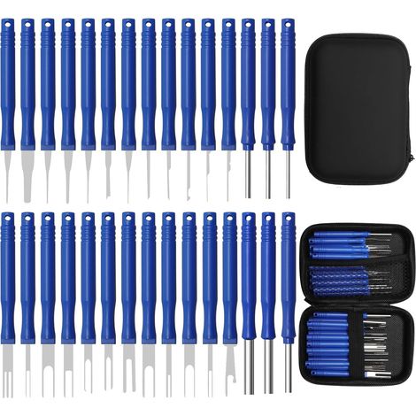 Extracteur de cosses 30 pièces – Outils de débranchement pour voiture – Acier et plastique – Étui de rangement étanche