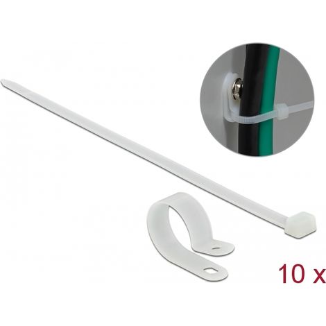 Delock Abrazadera de montaje de 25,4 mm con sujetacables LA 300 x AN 7,2 mm blanco