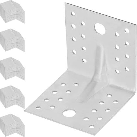 KOTARBAU® 50 Pièces Équerre De Fixation - Acier Galvanisé - 80 x 80 x 80 mm - Argent - Renfort D'Angle Métal - Équerre de Fixation Renforcée - 90 Degrés (1/5)