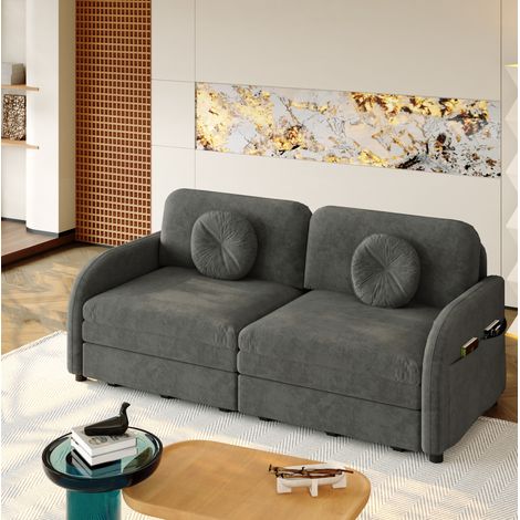 Canapé d'angle modulable 239 cm en velours côtelé vert, méridienne gauche - CHICFURN (1/5)
