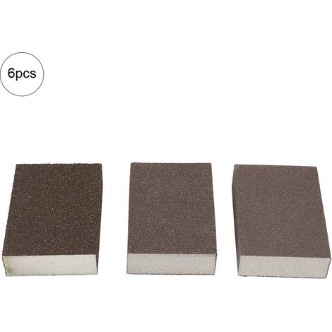 Set di 6 blocchi abrasivi in spugna (2x60, 2x100, 2x180) per la rimozione della ruggine e la lucidatura, versatili e riutilizzabili. (1/5)