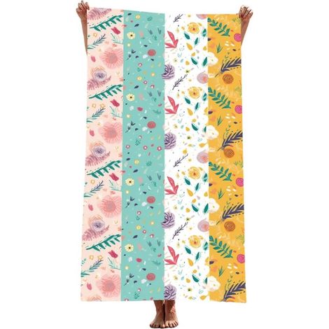 Serviette de plage en microfibre 160 x 80 cm, séchage rapide et ultra-absorbante, sans sable, douce et compacte, motif floral, pour plage, piscine et voyage (1/5)