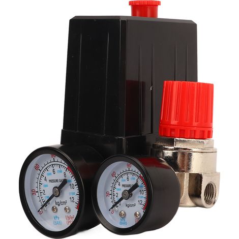 Luftkompressor-Druckschalter, 4-Wege-Automatikventil, 0–180 PSI mit Manometer (1/5)