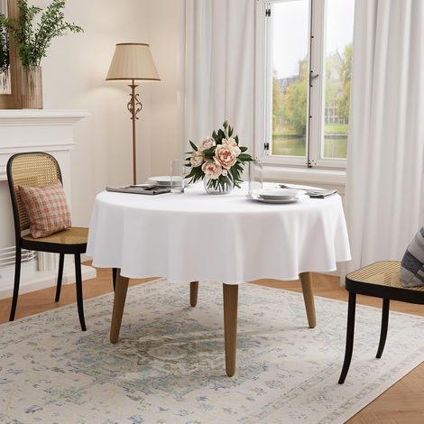 1 Nappe Ronde 160 cm, Polyester Infroissable, Lavable en Machine, pour Salle à Manger, Jardin, Mariage, Fête