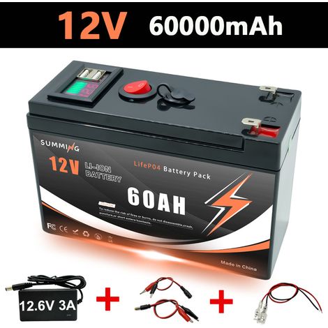 18650/3S7P/12V combined lithium-ion battery, emergency energy storage for home, outdoor camping, and RVs - 60AH + matching 12.6V charger.