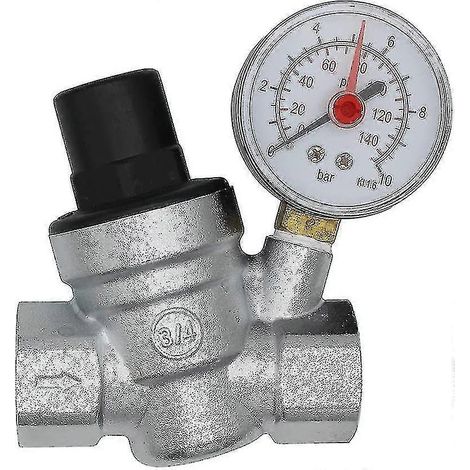 Réducteur de pression d'eau DN20, régulateur de pression d'eau 3/4 pouce avec manomètre (1/5)