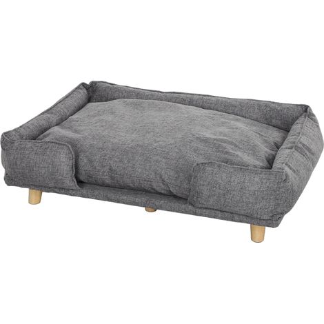Canapé pour chien, lit pour animaux, coussin amovible et lavable, naturel et gris foncé (1/5)