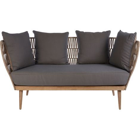 Interiors by Premier 2 Seat Rope Sofa, Sustainable Rope Garden Sofa, Easy to Clean Grey Outdoor Sofa, Back & Armrest Rope Sofa (1/5)