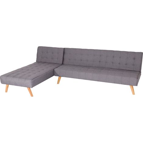 Ecksofa HHG-784, Sofa Klappsofa, Liegefläche links/rechts, Stoff/Textil Massivholz MVG zertifiziert 256cm hellgrau
