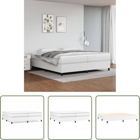 The Living Store Bettgestell Weiß 200x200 cm Kunstleder - Betten - Bettgestelle - Doppelbett - Kunstlederbett - Weißes Bett (1/5)