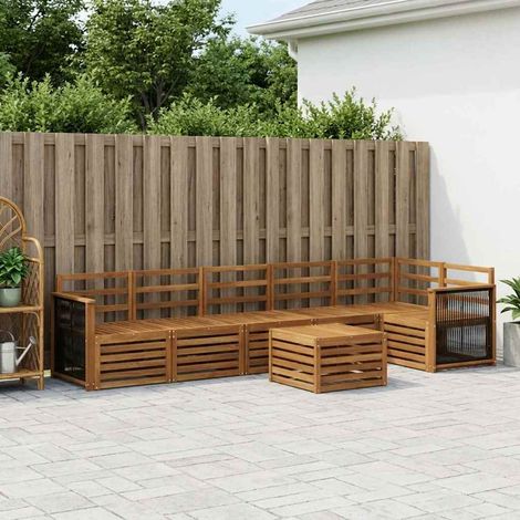 vidaXL Ecksofa Set 6 pcs Natur Massivholz Akazie (1/5)