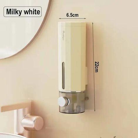 Distributeur de savon liquide mural (1 pièce - Crème - 450 ml) : luxueux et minimaliste, idéal pour la cuisine. Fabriqué en ABS et à fixer au mur. (1/5)