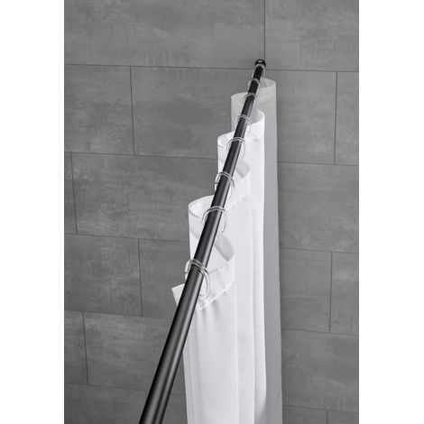 Kleine Wolke Federstange für Duschvorhang 125 - 220 cm - Ø 21 mm schwarz