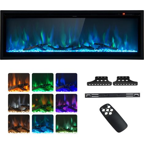COSTWAY 50 Inch Electric Fireplace Linear Fireplace Insert w/ Remote Control